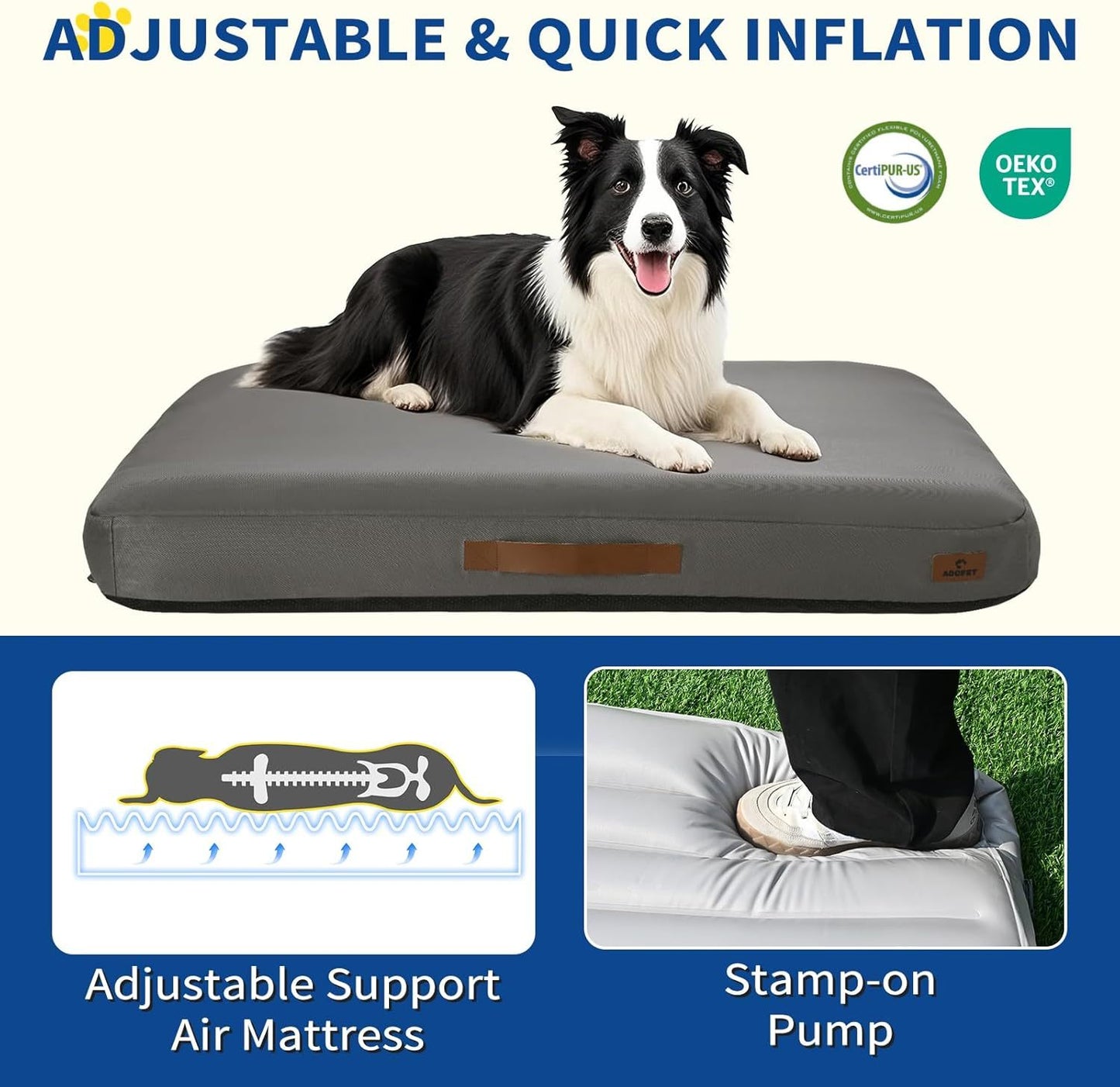 Inflatable Waterproof Dog Bed - Outdoor Travel Mat | Foam & Air Comfort