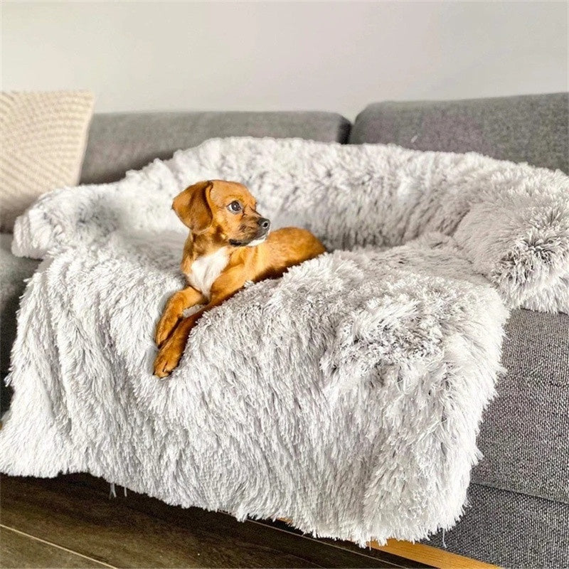 GianfiStore™ Fluffy Dog Sofa Bed – Plush Calming Mat with Raised Borders for Floor & Furniture | Machine Washable