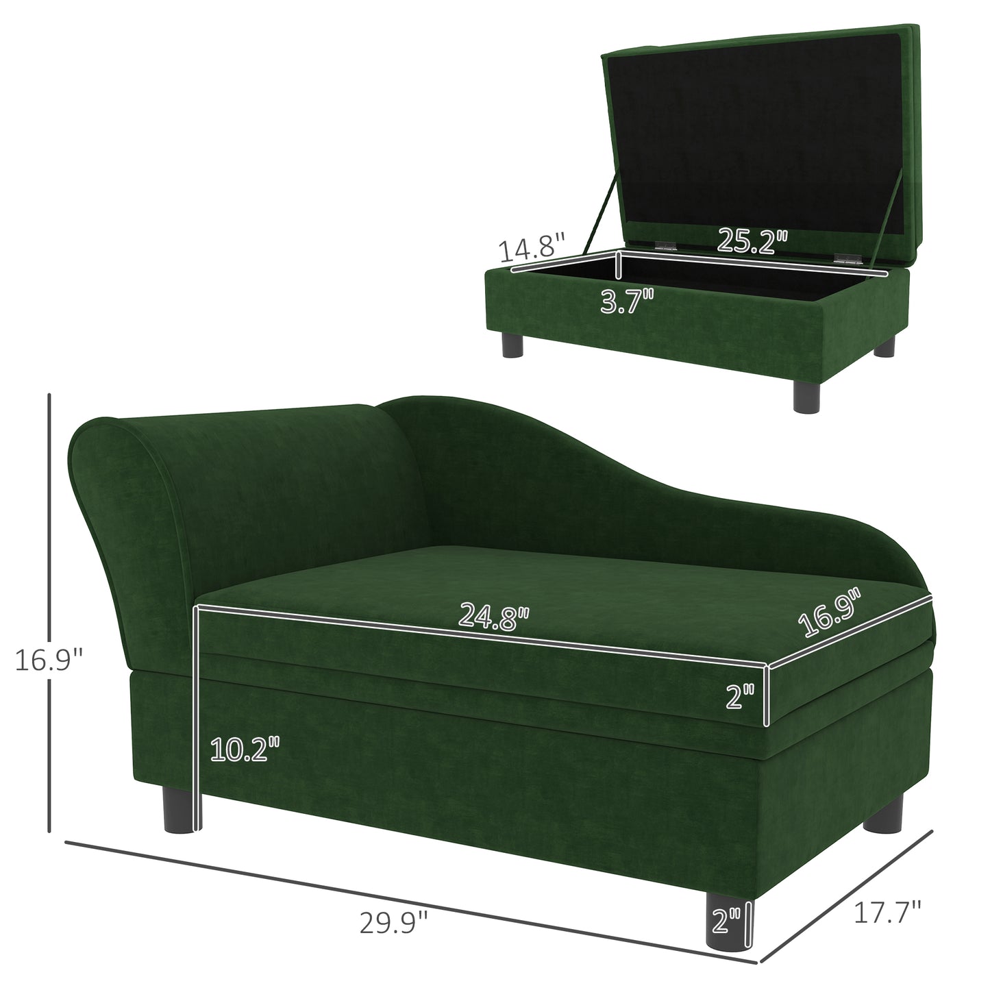 Small dog resting on emerald green velvet tufted pet sofa - GianfiStore