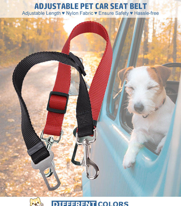 Dog Car Safety Belt – Adjustable Nylon Seatbelt for Dogs & Cats
