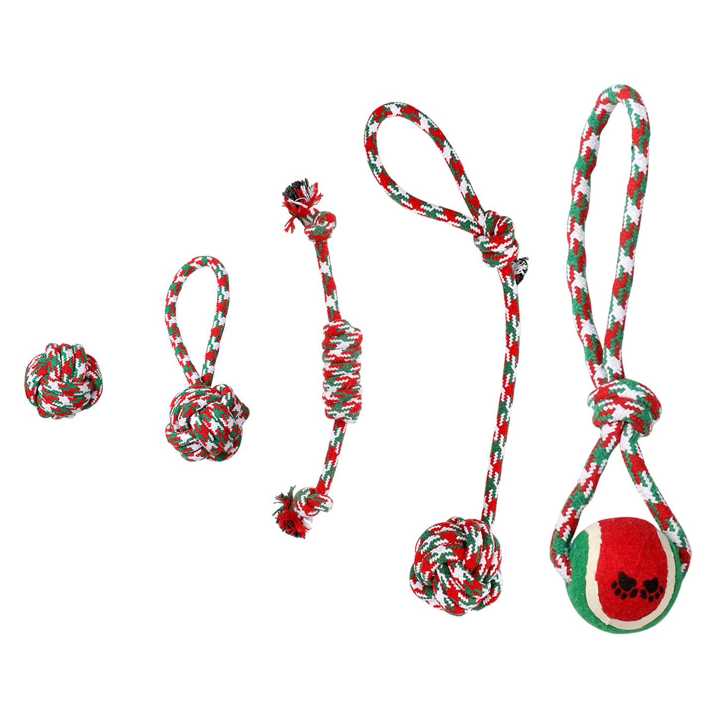 5-Piece Braided Cotton Rope Toy Set — Dental Chews & Tug-of-War Bundle for Dogs