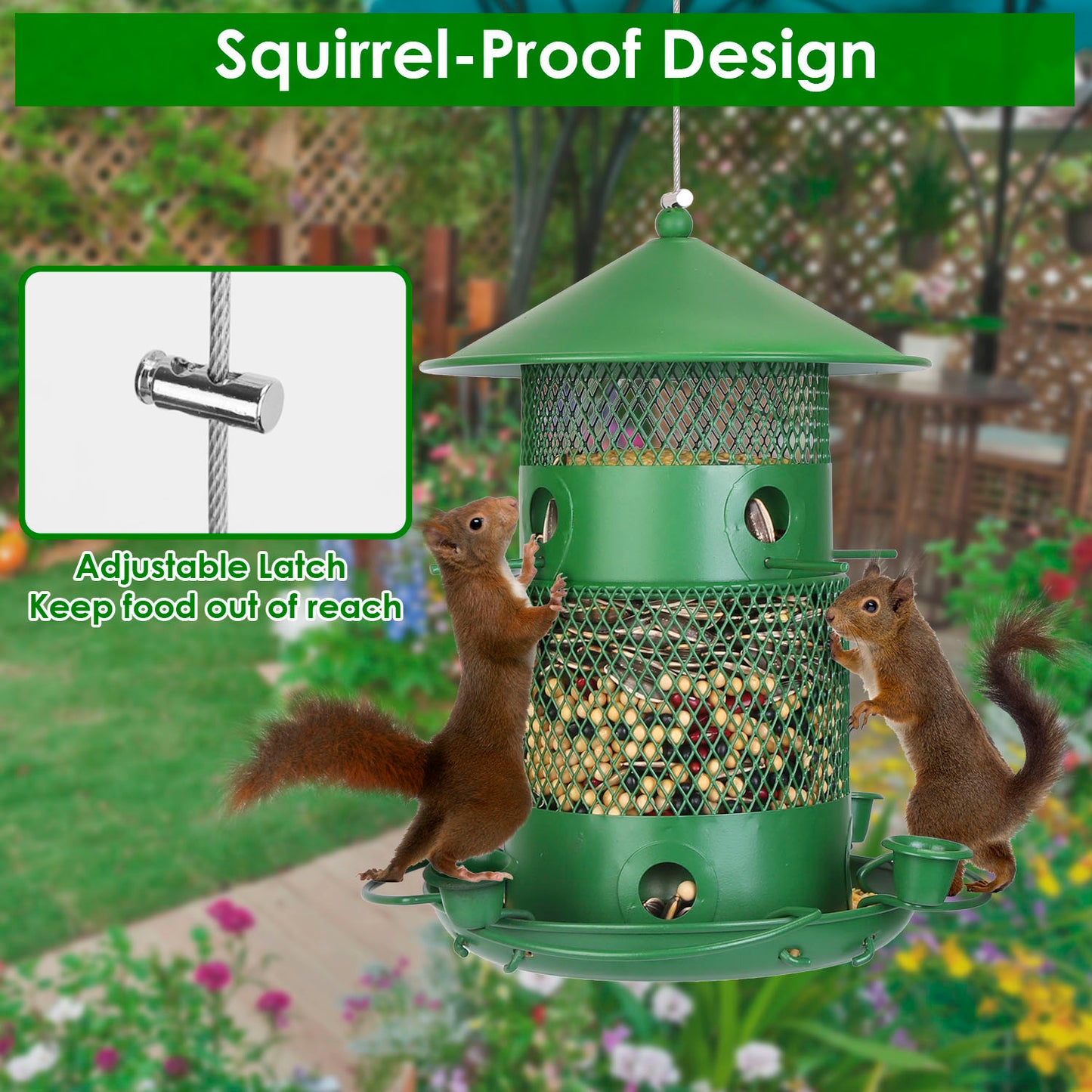 3-Tier Deluxe Wild Bird Station — Squirrel-Proof Rustproof Metal | 6 Perches & 4 Water Cups