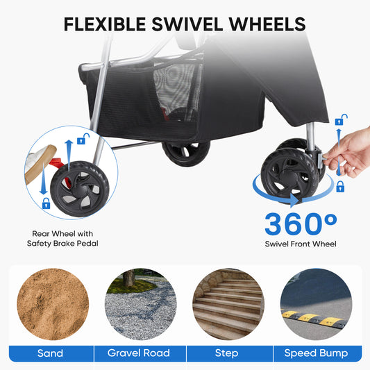 GianfiStore™ Foldable Pet Stroller | Cat & Dog Cart with Canopy