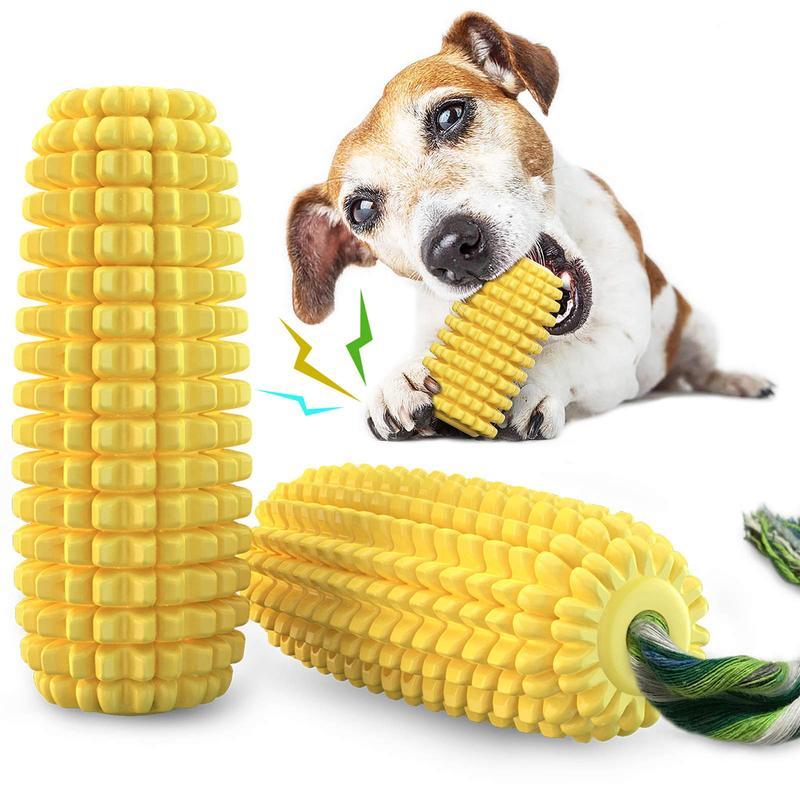Indestructible Squeaky Corn Dog Toy - Tough Dental Chew for Aggressive Chewers | Bite-Resistant TPR