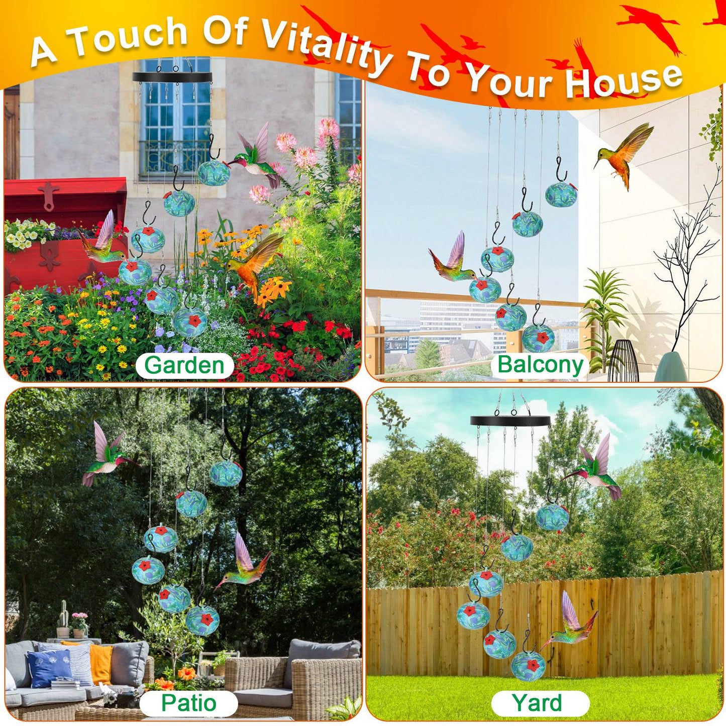GianfiStore hummingbird feeder – weather-resistant outdoor bird feeder wind chime