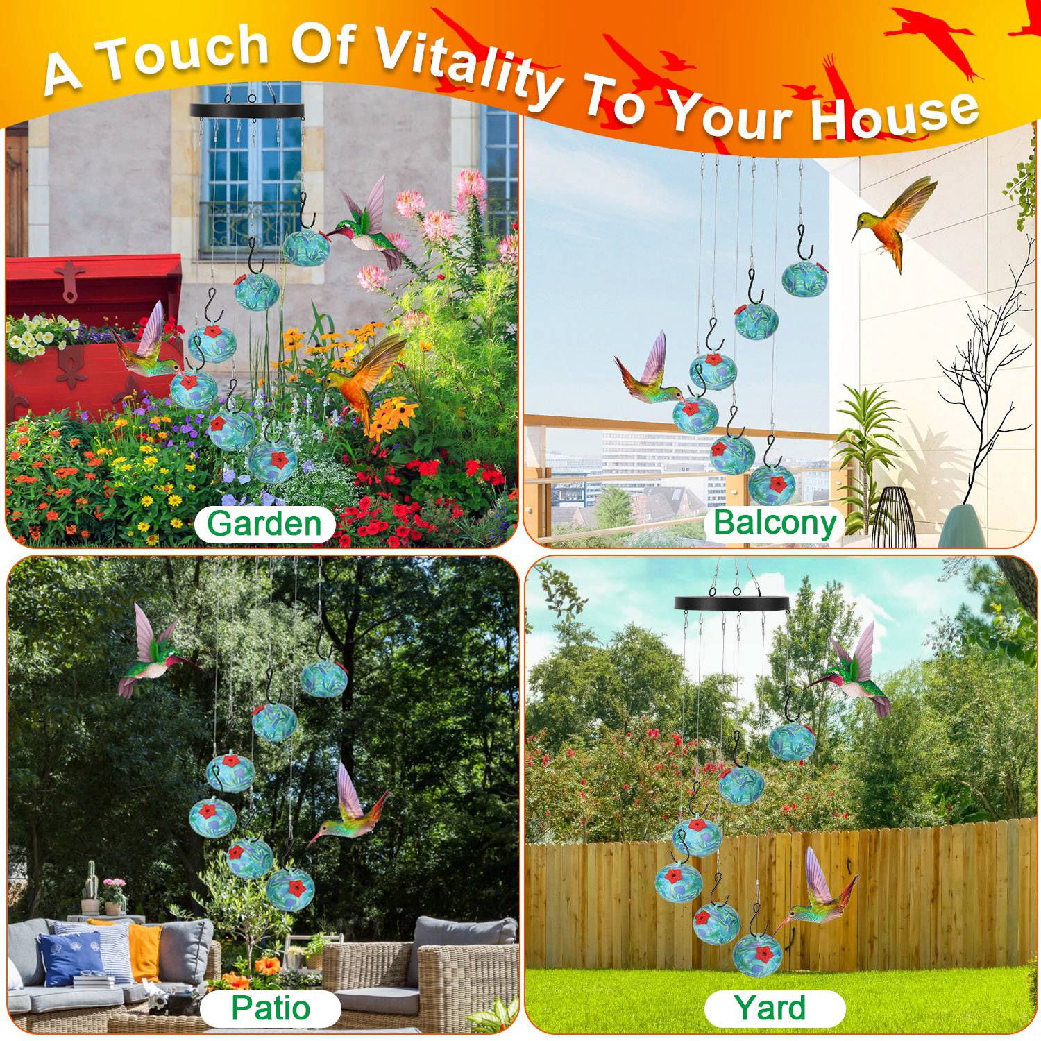 GianfiStore hummingbird feeder – weather-resistant outdoor bird feeder wind chime
