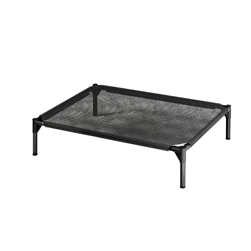 Elevated mesh dog bed size XL – black breathable pet cot top view