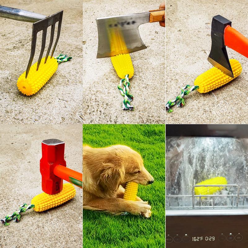 Indestructible Squeaky Corn Dog Toy - Tough Dental Chew for Aggressive Chewers | Bite-Resistant TPR