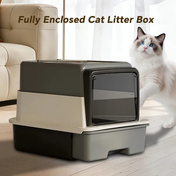 Pull-out drawer cat litter box for hygienic hands-free waste removal, no scoop needed