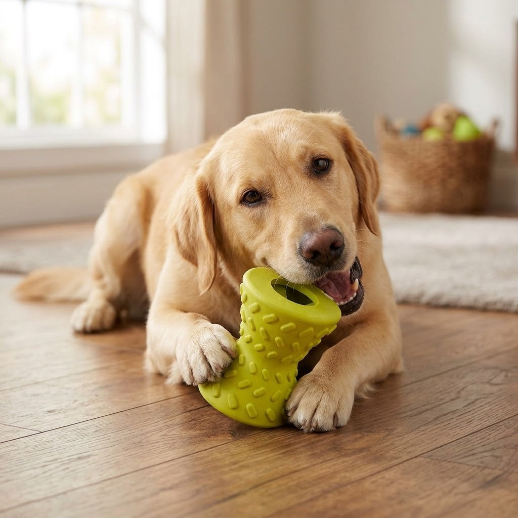 Indestructible Natural Rubber Dog Chew Toy - Durable Dental Toy for Aggressive Chewers