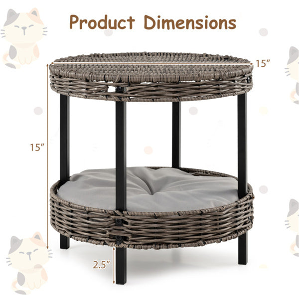 Product dimensions wicker cat house – 2-tier rattan pet furniture