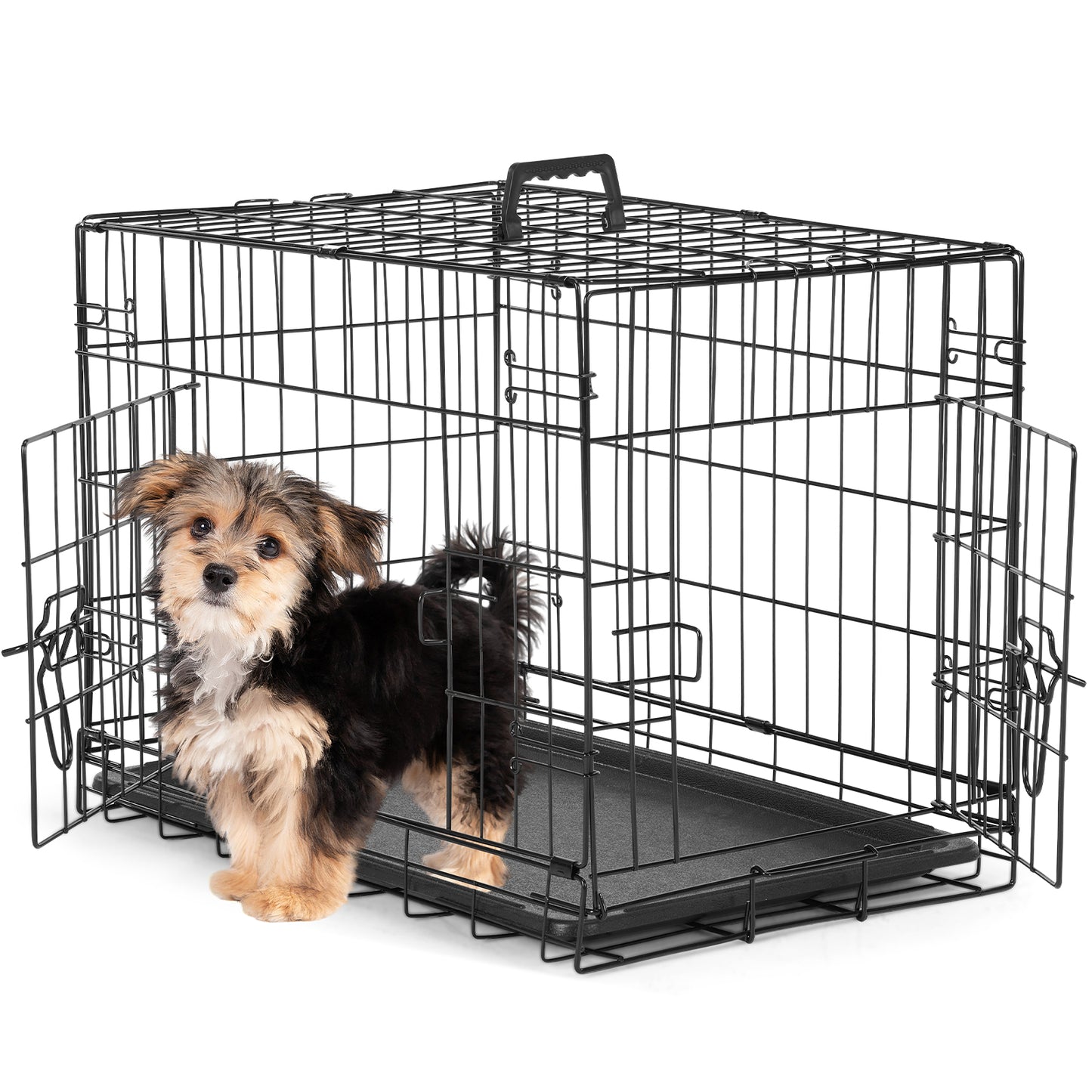 Double-Door Metal Dog Crate with Divider - Foldable & Portable Pet Kennel | Grows with Your Pup
