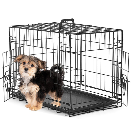 Double-Door Metal Dog Crate with Divider - Foldable & Portable Pet Kennel | Grows with Your Pup