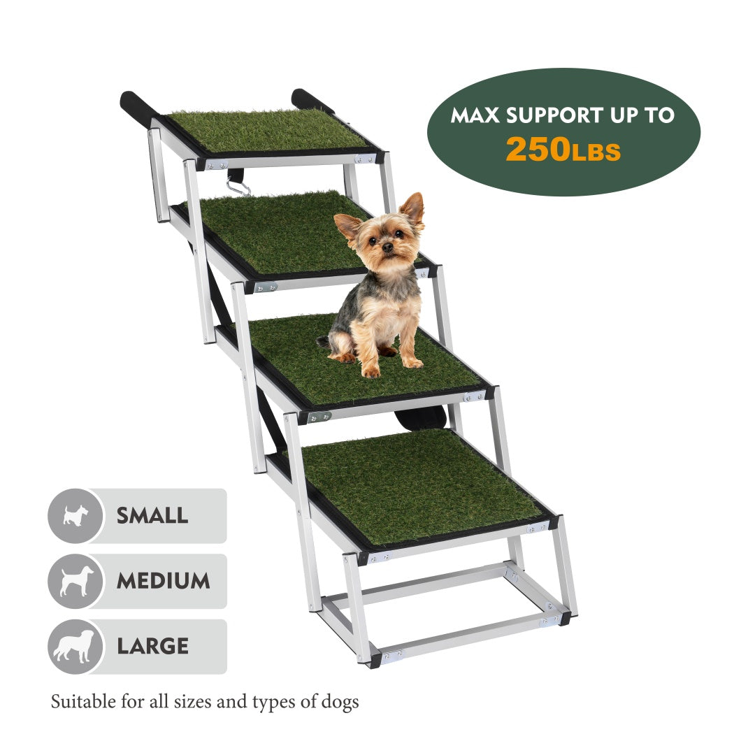 Ultra-Lightweight Folding Dog Stairs — Aluminum Pet Steps for SUVs & Trucks | Supports 250 lbs