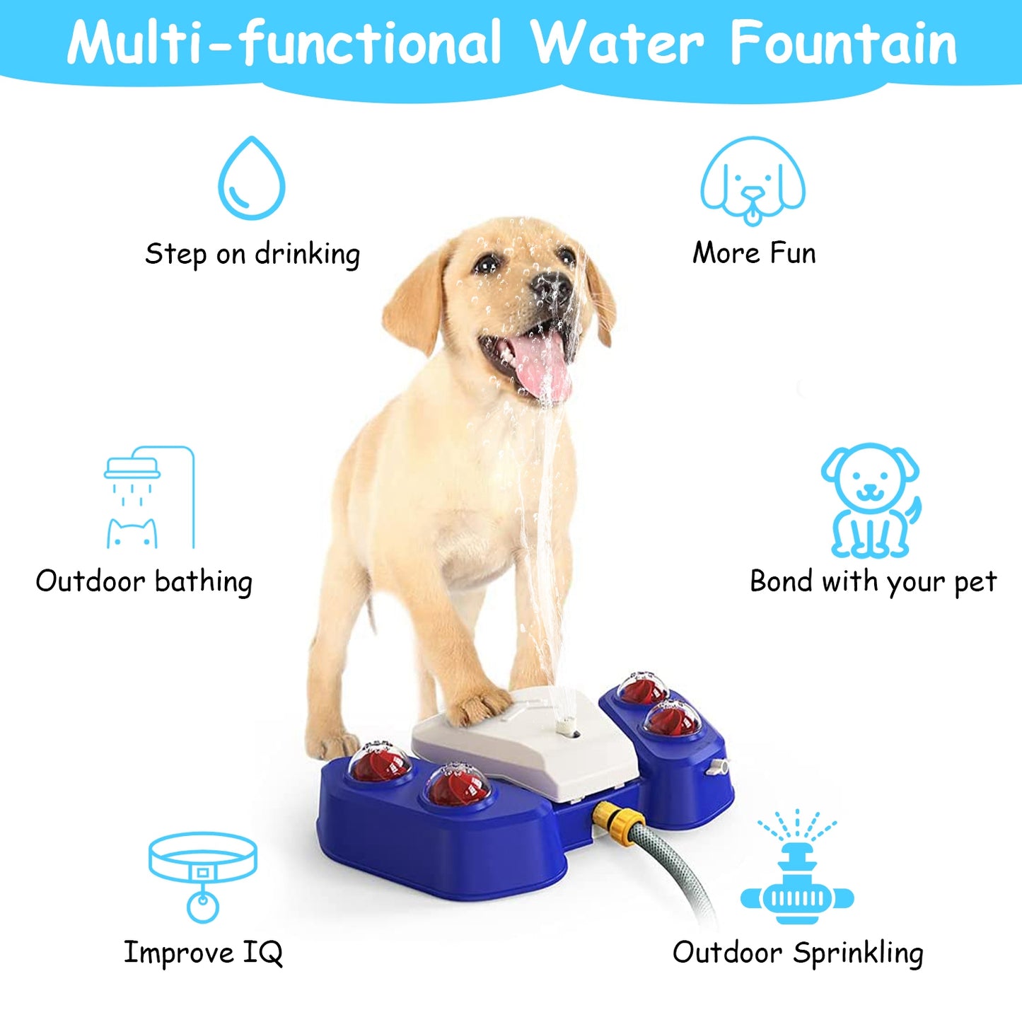 Step-On Dog Water Fountain — Interactive Outdoor Sprinkler & Drinking Station for Dogs