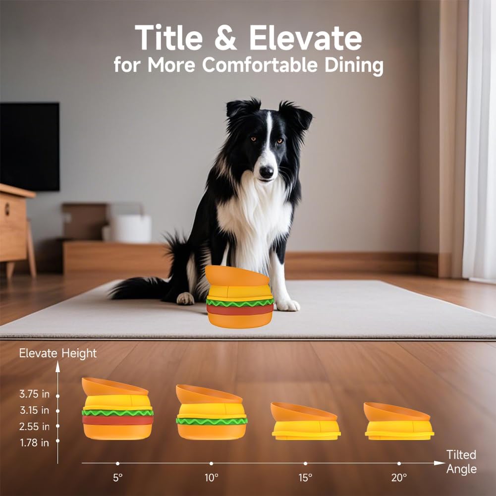 5-in-1 Hamburger Pet Bowl Set – Stackable Multi-Layer Feeding Station for Cats & Dogs