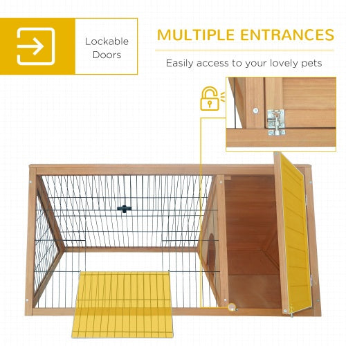 46" Portable A-Frame Rabbit Hutch — Triangular Outdoor Run & Sleeping Loft | Ultra-Lightweight