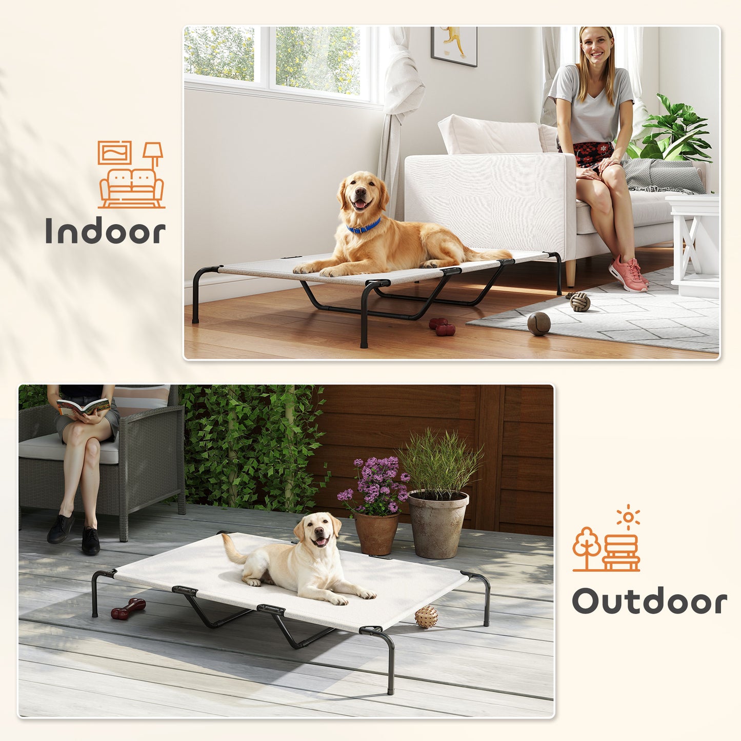 Elevated Dog Bed for Large Breeds - Breathable Mesh Raised Cot | Outdoor & Indoor