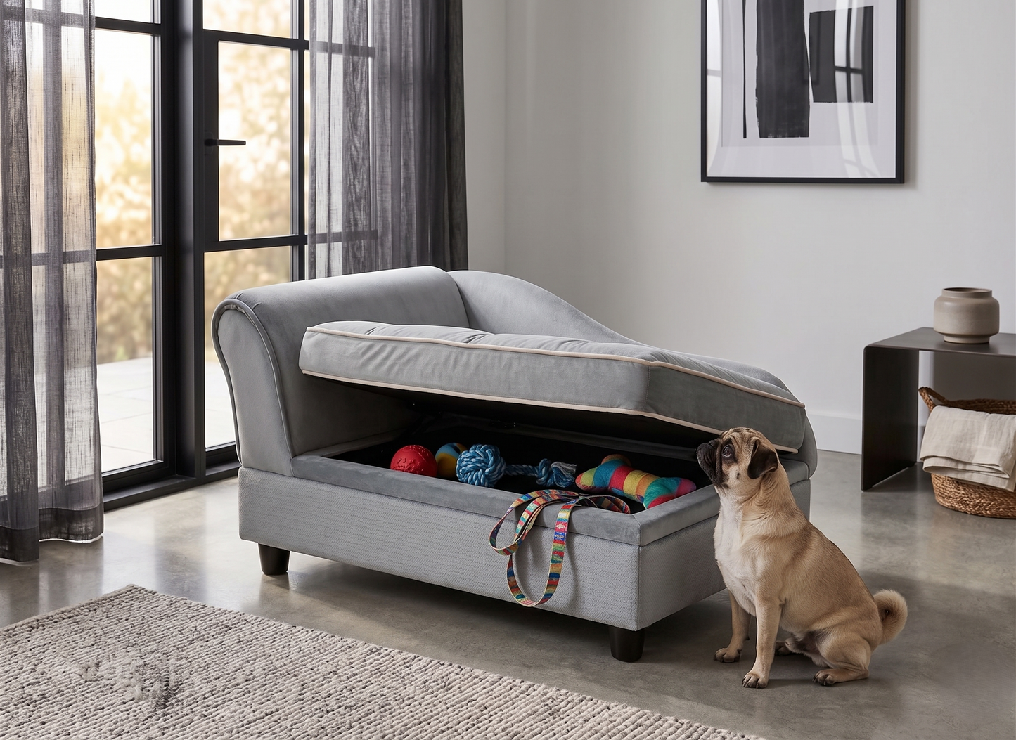 Luxury Dog Chaise Lounge Sofa – Hidden Storage Compartment | GianfiStore™