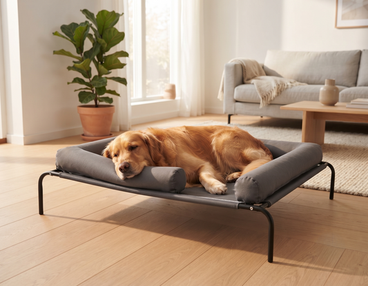 Elevated dog bed XL - golden retriever Scandinavian living room