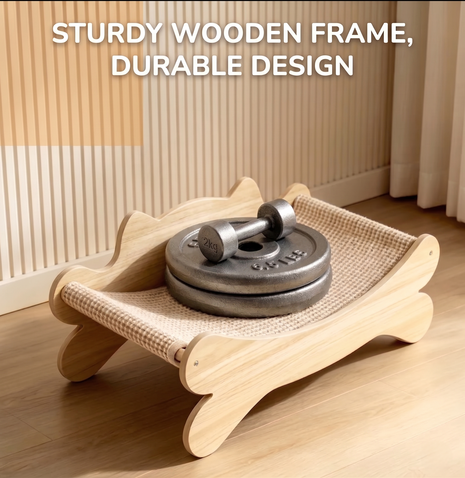 Don't let the elegant design fool you. Sturdy wooden frame, durable construction — built to last through years of naps, stretches, and the occasional dramatic flop. 💪