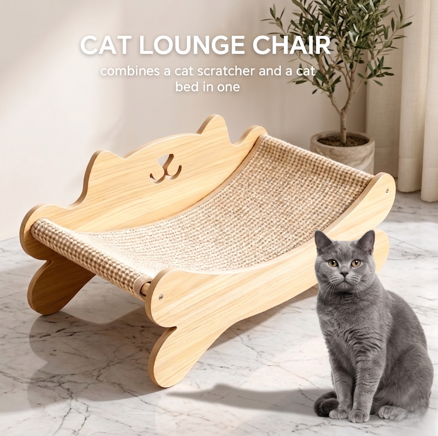 GianfiStore™ Wooden Cat Recliner – Cozy Lounge Chair & Scratcher for Cats