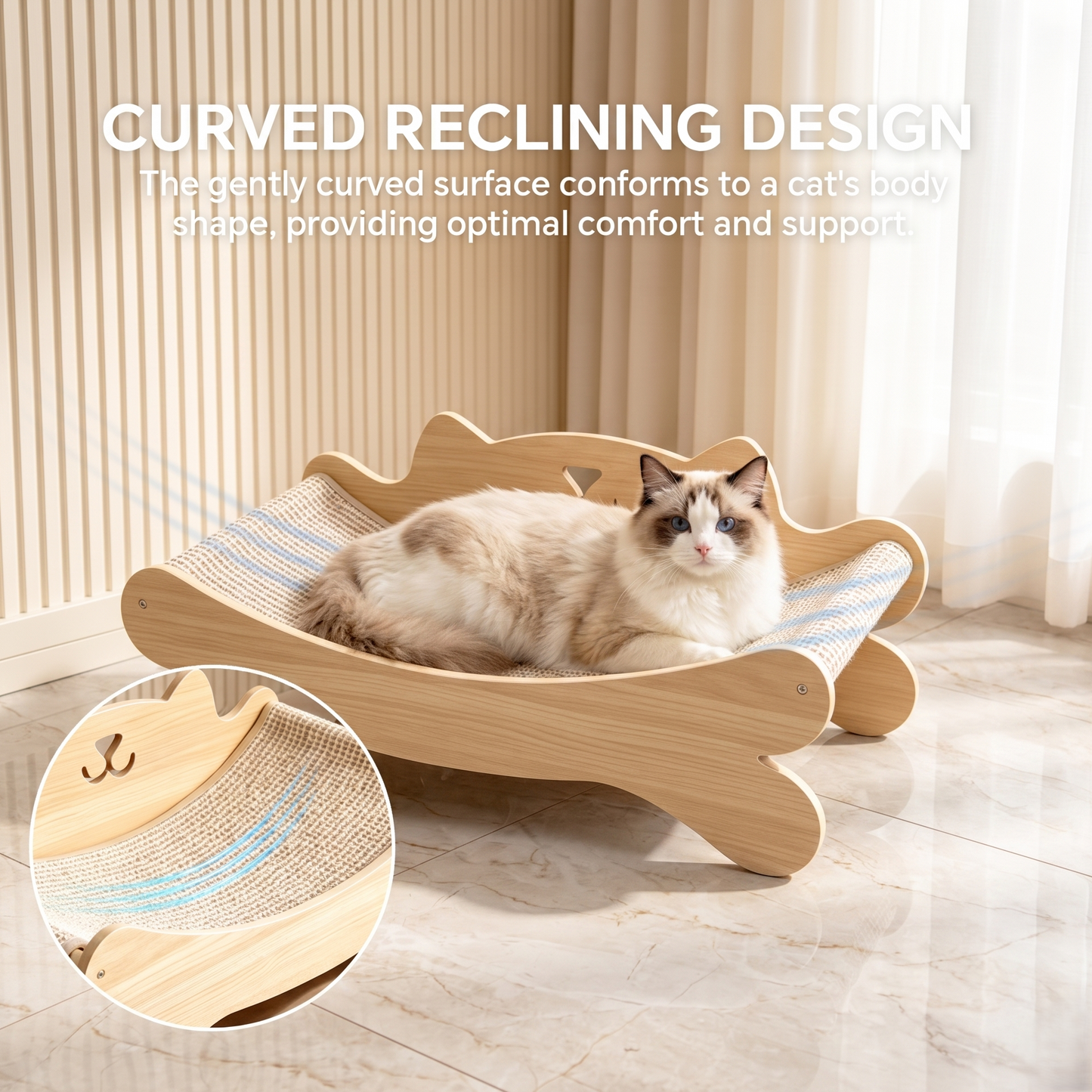 GianfiStore™ Wooden Cat Recliner – Cozy Lounge Chair & Scratcher for Cats