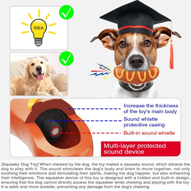 3-in-1 Squeaky Dog Chew Toy — Indestructible Dental Molar Cleaner for Aggressive Chewers