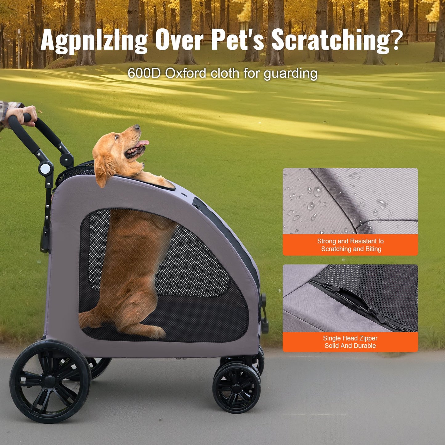 GianfiStore™ Heavy-Duty Pet Stroller — 4-Wheel Dog Stroller for Large Dogs Up to 160 lbs