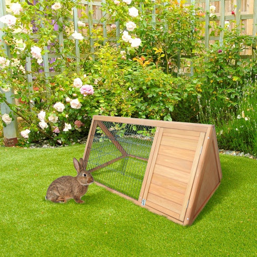 46" Portable A-Frame Rabbit Hutch — Triangular Outdoor Run & Sleeping Loft | Ultra-Lightweight