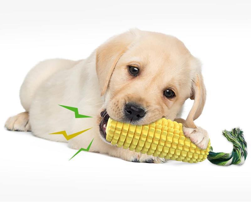 Indestructible Squeaky Corn Dog Toy - Tough Dental Chew for Aggressive Chewers | Bite-Resistant TPR