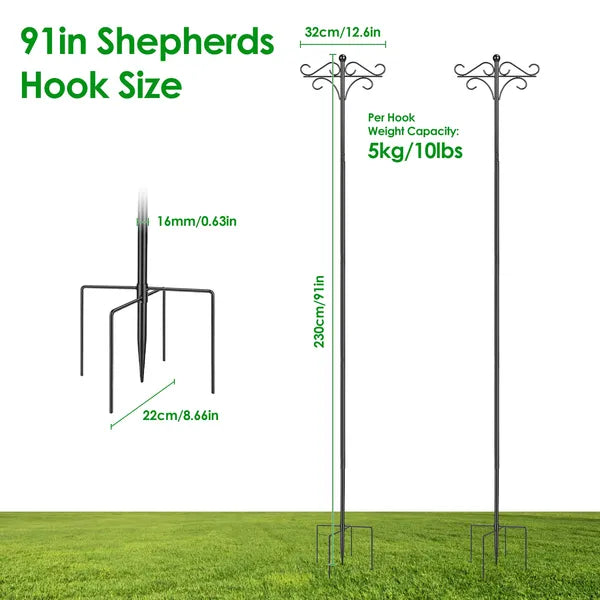 Bird Feeder Station Pole Kit – Adjustable Double Shepherd’s Hook Stand for Garden & Patio