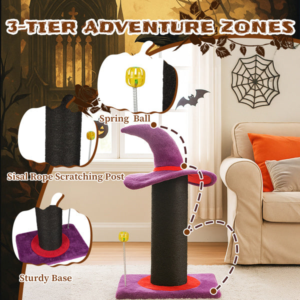 Wizard Hat Cat Scratching Post with Spring Ball Toy