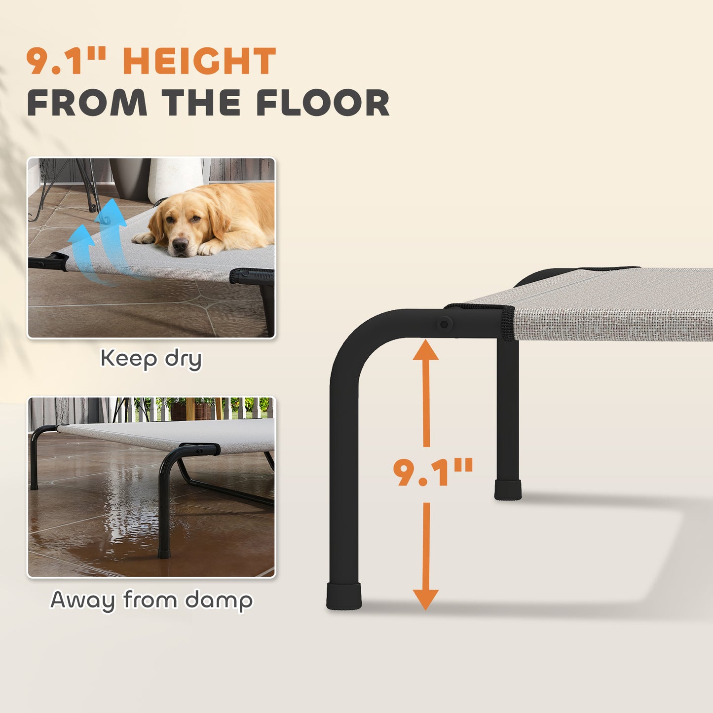 Elevated Dog Bed for Large Breeds - Breathable Mesh Raised Cot | Outdoor & Indoor