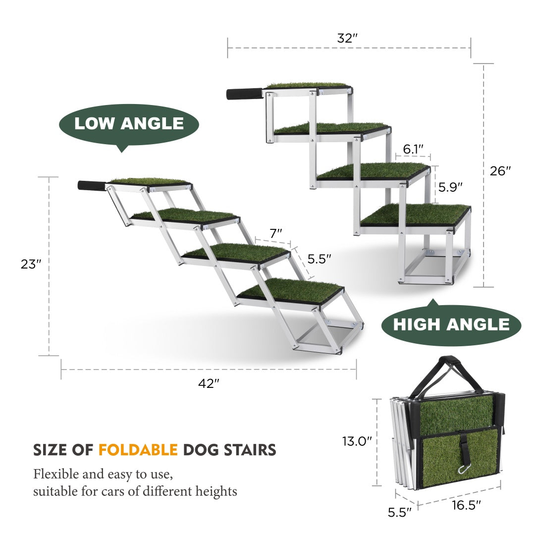 Ultra-Lightweight Folding Dog Stairs — Aluminum Pet Steps for SUVs & Trucks | Supports 250 lbs