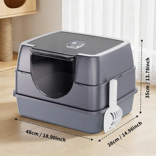 Spacious interior enclosed cat litter box fits large cats Maine Coon Bengal breeds