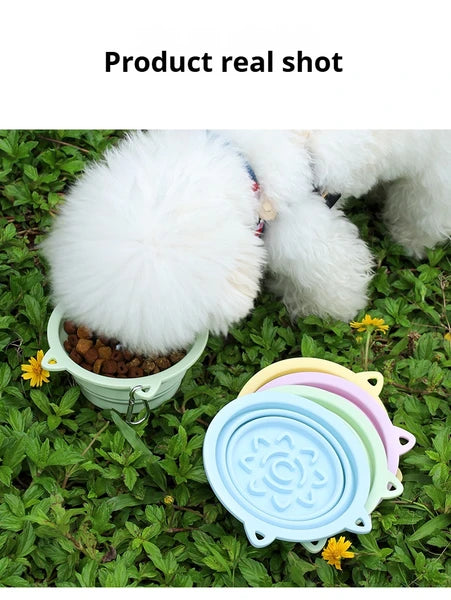 3-in-1 Pet Travel Collapsible Bowl - Foldable Slow Feeder & Lick Mat with Suction Cups