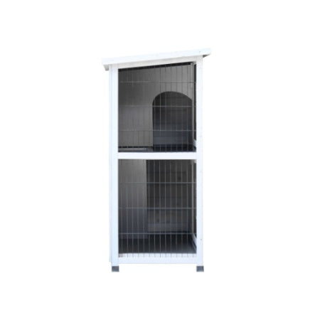 41" 2-Story Wooden Rabbit Hutch - Modern Farmhouse Gray | Double No-Leak Plastic Trays