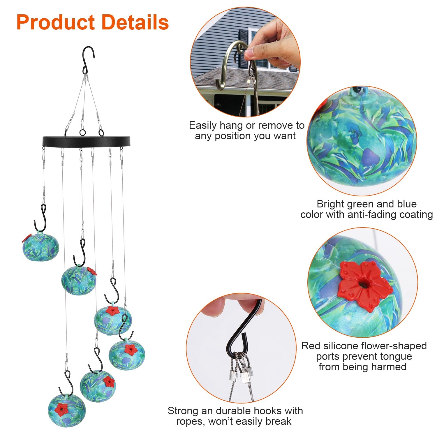 GianfiStore wind chime bird feeder – easy to hang garden decoration