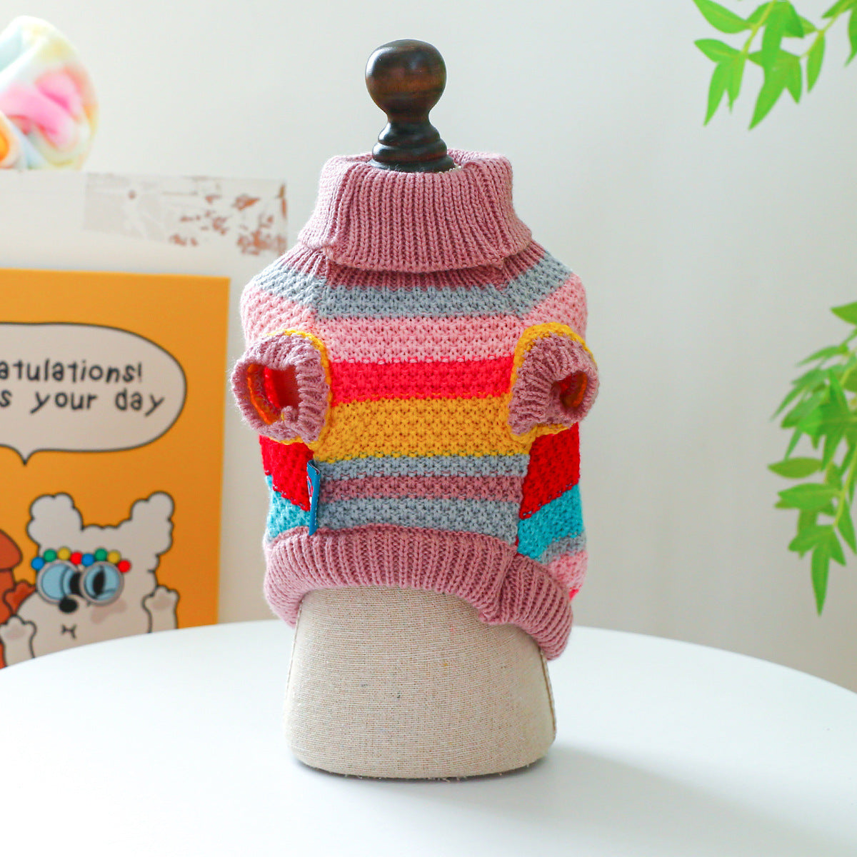Colorful Stripes Pet Sweater - Ultra-Soft Knit Comfort Jumper for Dogs & Cats