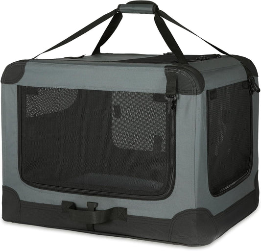 Foldable Soft Dog Crate 30" - Portable Travel Kennel | 3-Door Mesh Windows