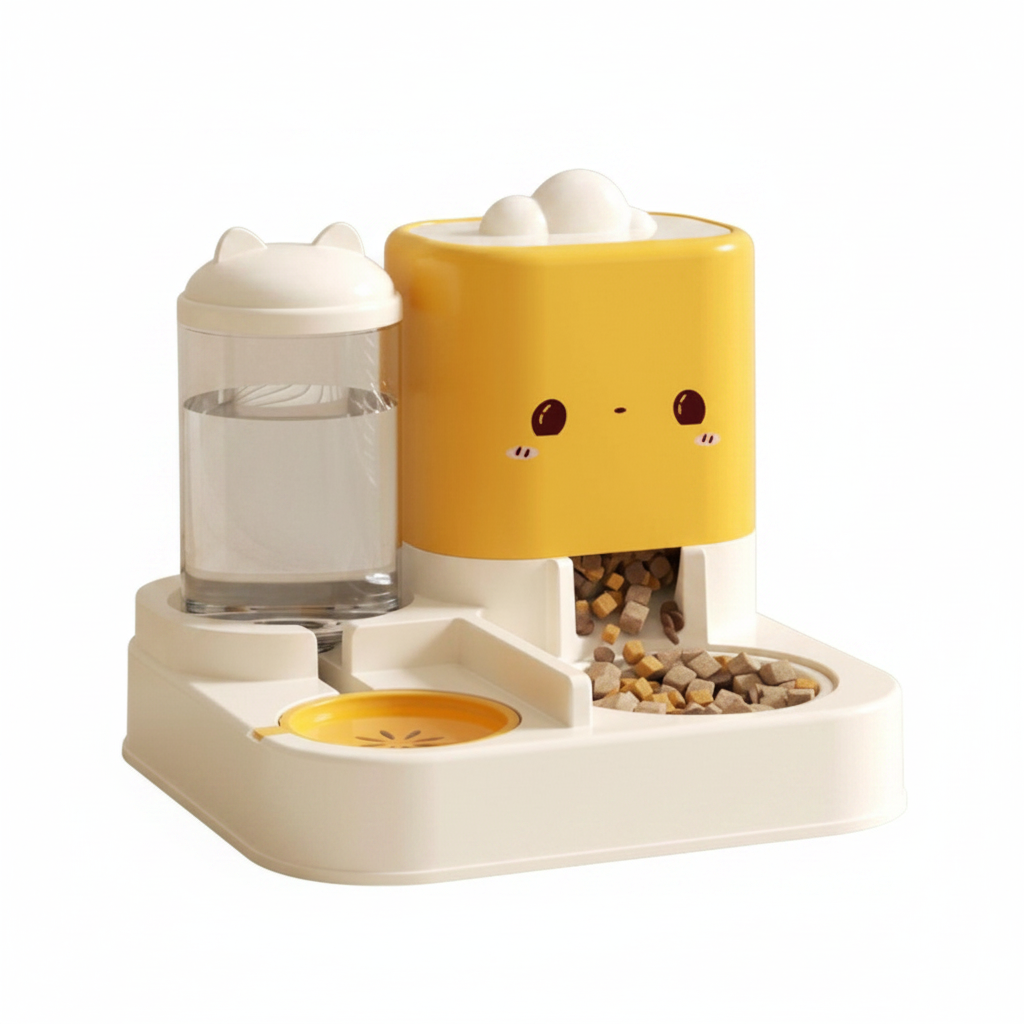 2-in-1 Automatic Pet Feeder & Water Dispenser - Yellow