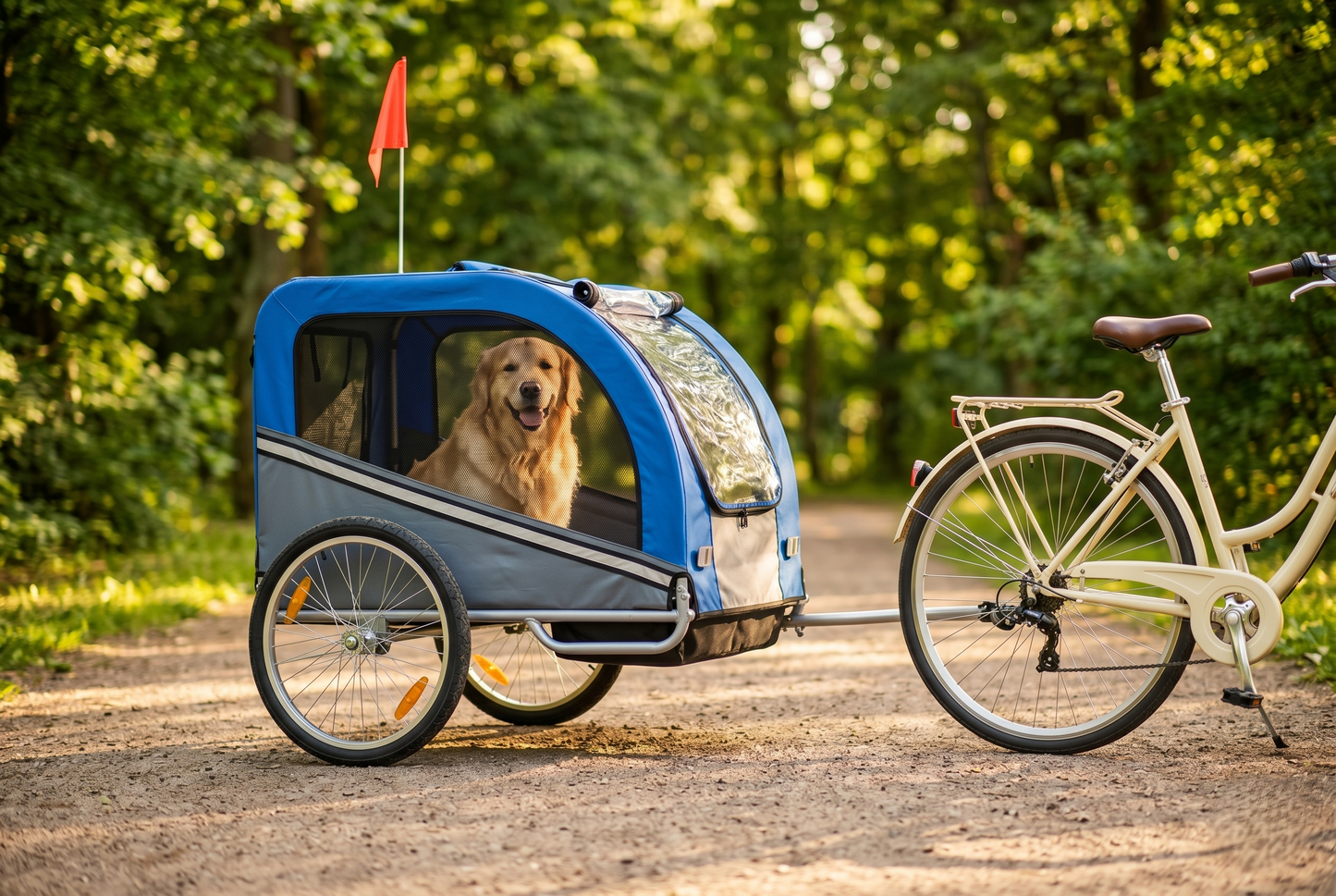 GianfiStore™ Large Folding Dog Bike Trailer — 120 lb All-Terrain Pet Carrier | Steel Frame