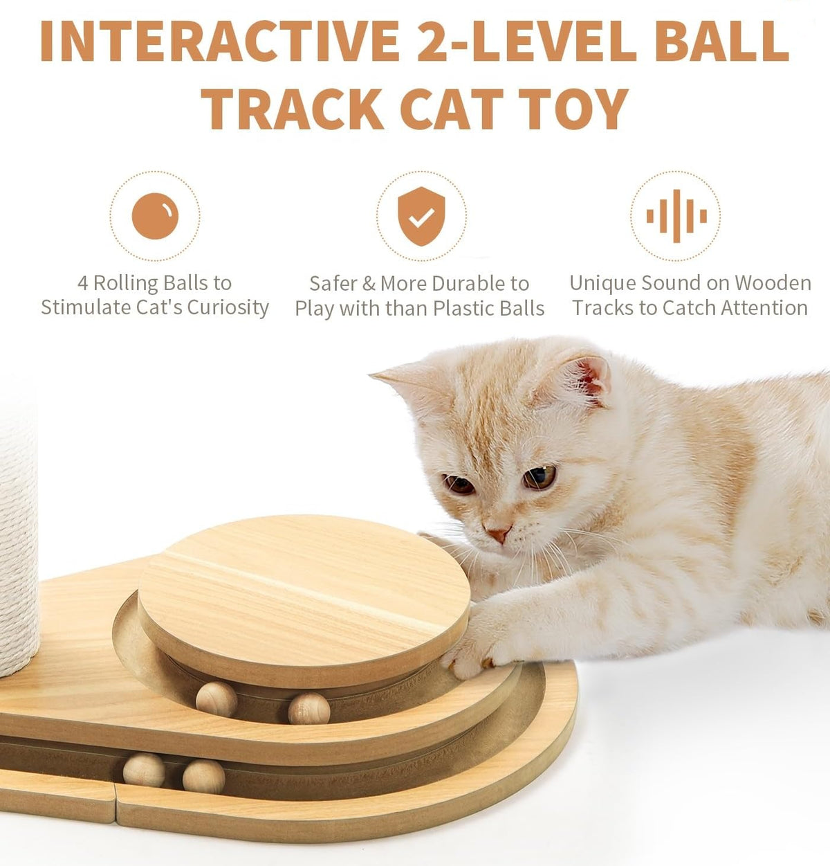 GianfiStore™ 2-in-1 Sisal Cat Scratching Post & Interactive Ball Track Toy – 3-Level Lane with Hanging Ball